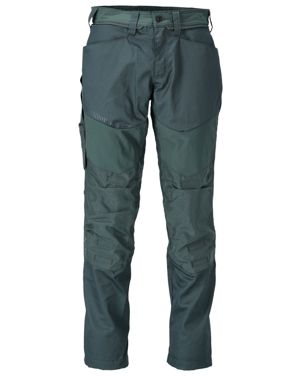 Forest Green Coloured Mascot Workwear Mens Customized Trousers With Kneepad Pockets on white background 