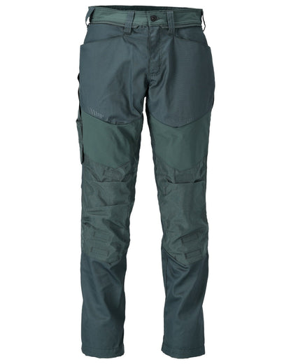 Forest Green Coloured Mascot Workwear Mens Customized Trousers With Kneepad Pockets on white background 