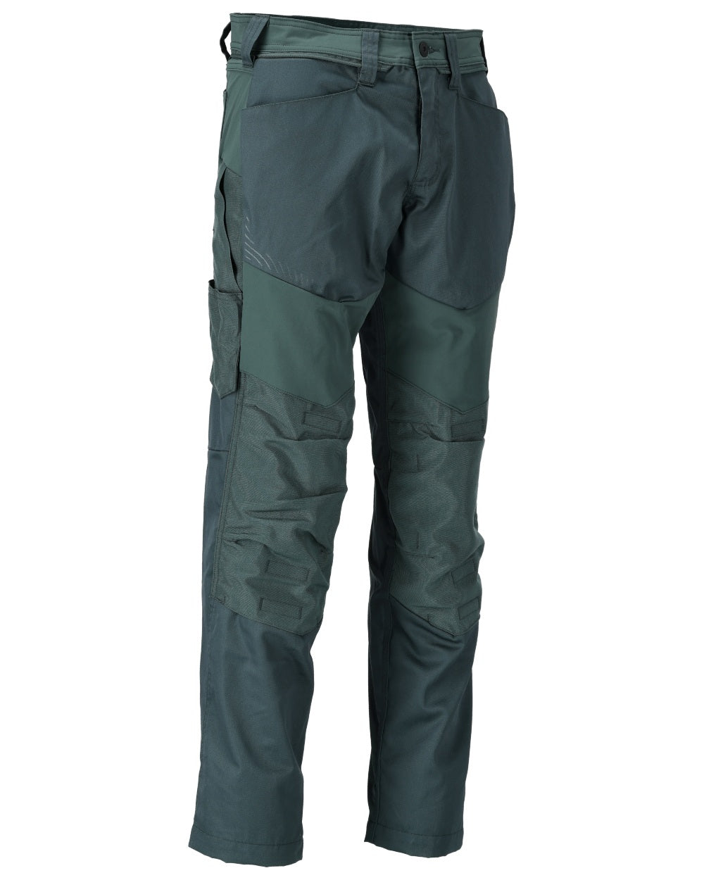 Forest Green Coloured Mascot Workwear Mens Customized Trousers With Kneepad Pockets on white background 