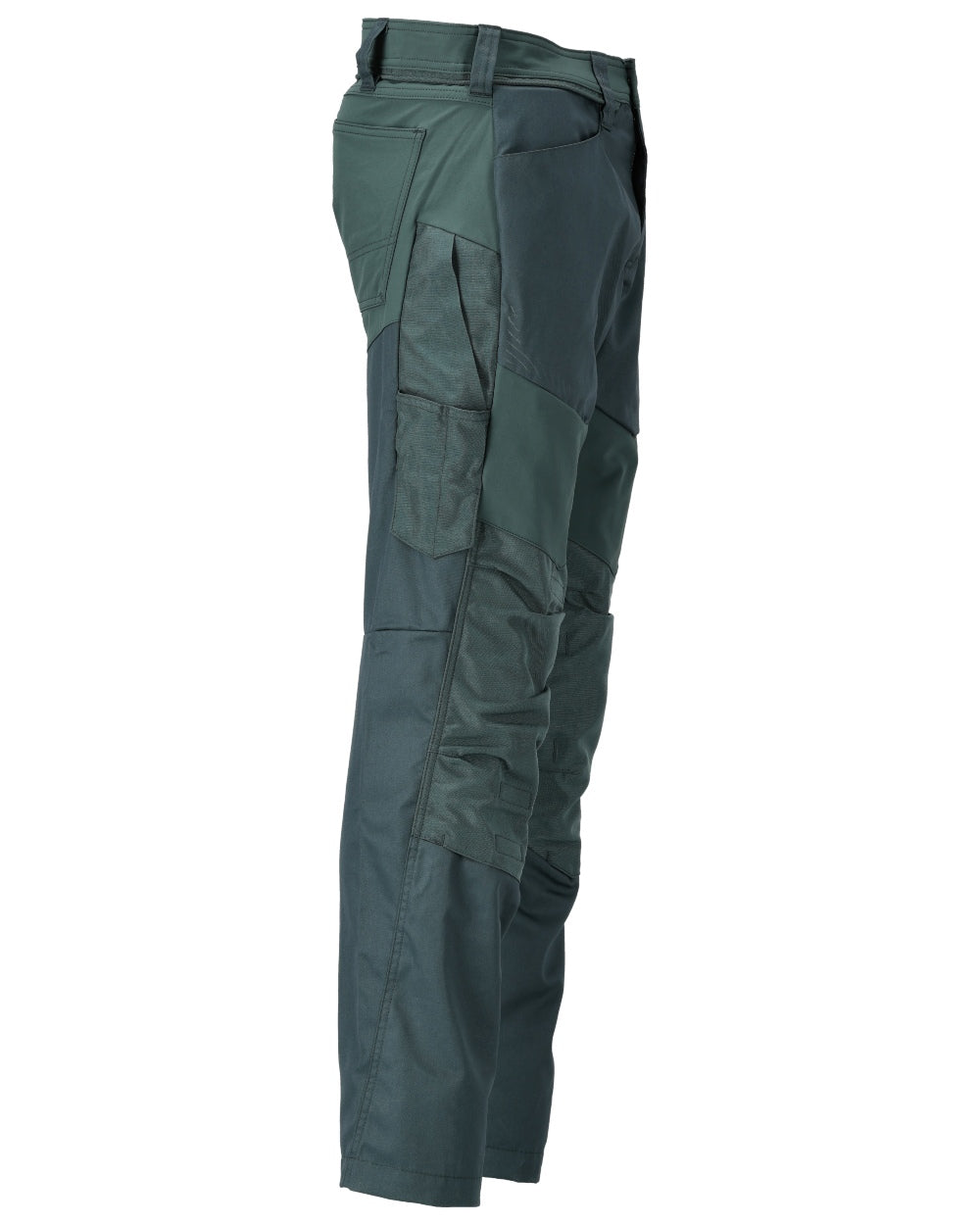 Forest Green Coloured Mascot Workwear Mens Customized Trousers With Kneepad Pockets on white background 
