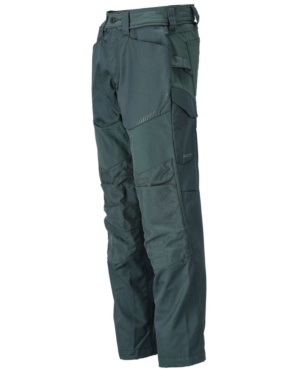 Forest Green Coloured Mascot Workwear Mens Customized Trousers With Kneepad Pockets on white background 