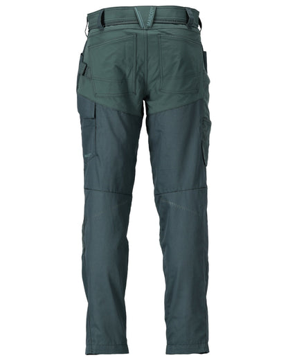 Forest Green Coloured Mascot Workwear Mens Customized Trousers With Kneepad Pockets on white background 