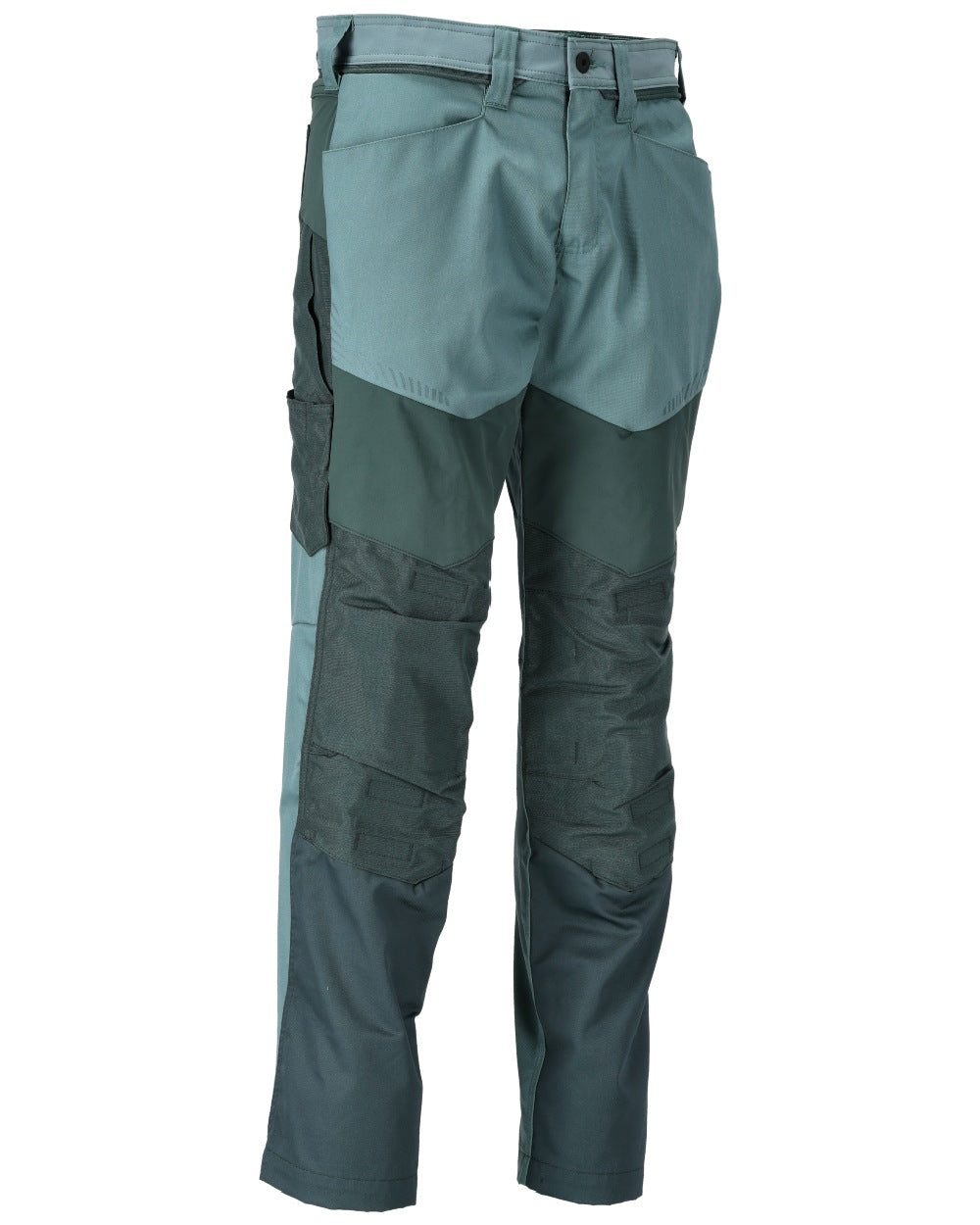 Light Forest Green Coloured Mascot Workwear Mens Customized Trousers With Kneepad Pockets on white background 