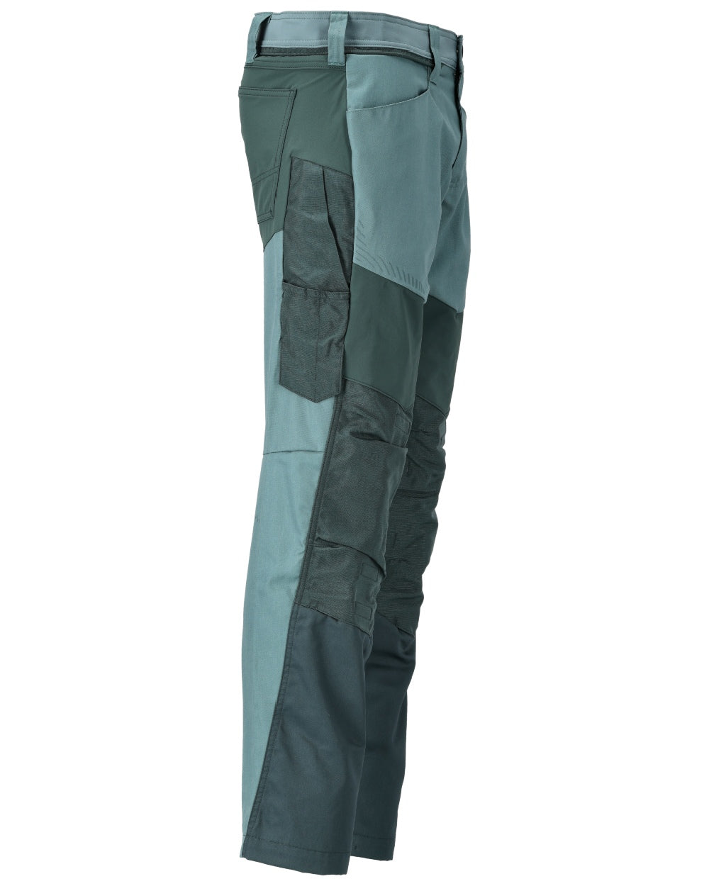 Light Forest Green Coloured Mascot Workwear Mens Customized Trousers With Kneepad Pockets on white background 