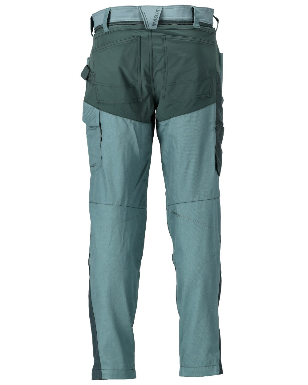 Light Forest Green Coloured Mascot Workwear Mens Customized Trousers With Kneepad Pockets on white background 