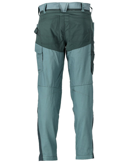 Light Forest Green Coloured Mascot Workwear Mens Customized Trousers With Kneepad Pockets on white background 