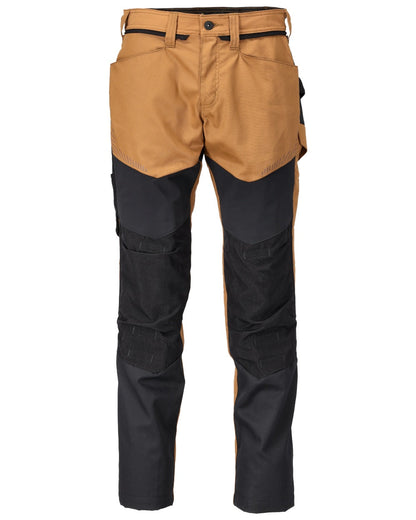 Nut Brown Black Coloured Mascot Workwear Mens Customized Trousers With Kneepad Pockets on white background 