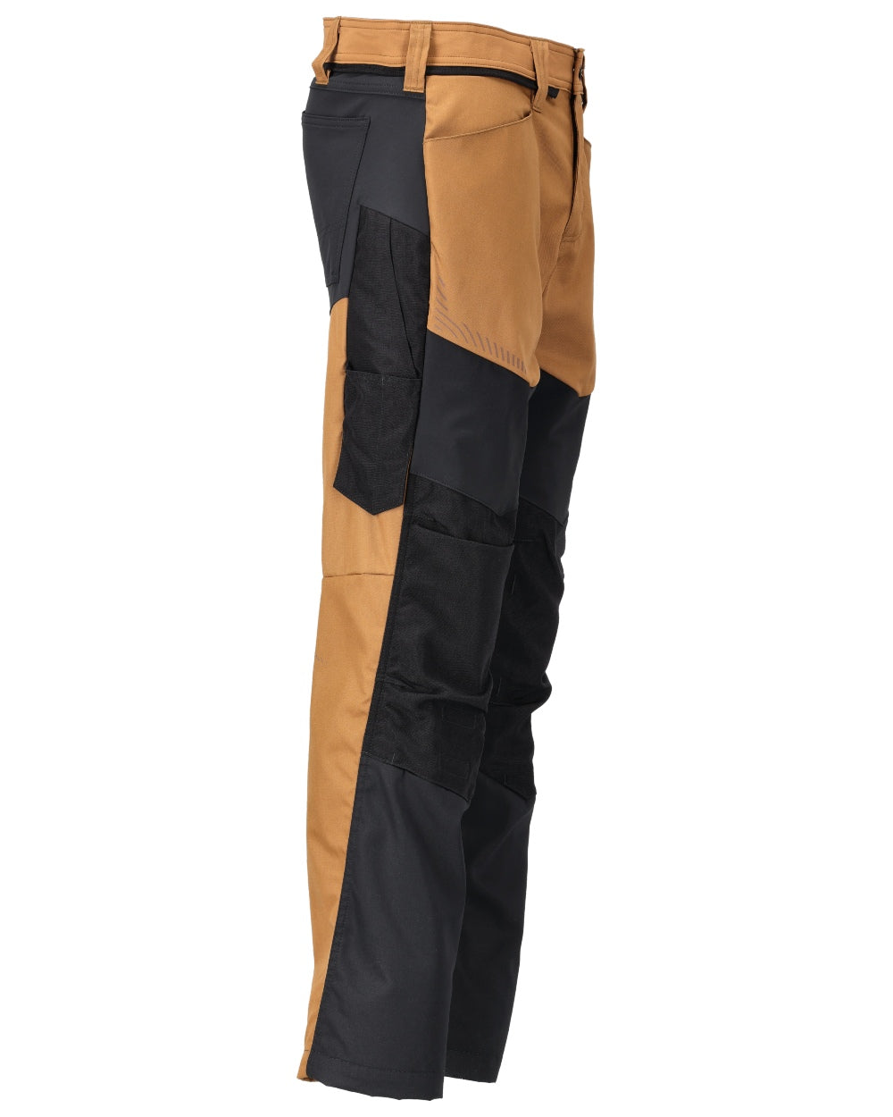 Nut Brown Black Coloured Mascot Workwear Mens Customized Trousers With Kneepad Pockets on white background 