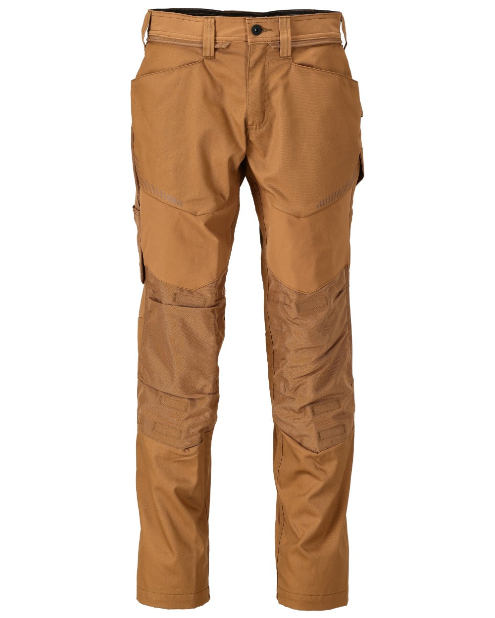 Nut Brown Coloured Mascot Workwear Mens Customized Trousers With Kneepad Pockets on white background 