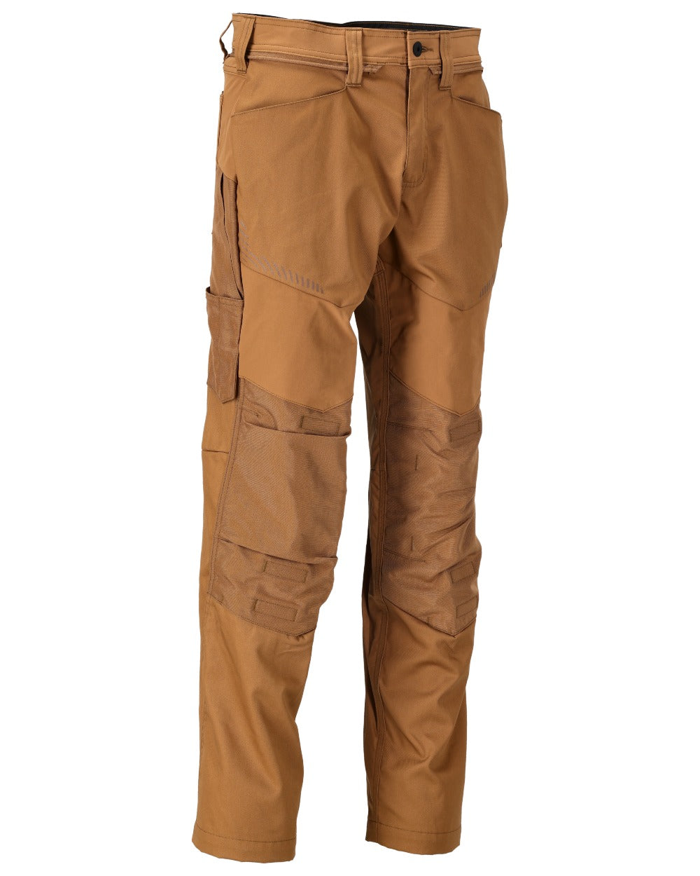 Nut Brown Coloured Mascot Workwear Mens Customized Trousers With Kneepad Pockets on white background 