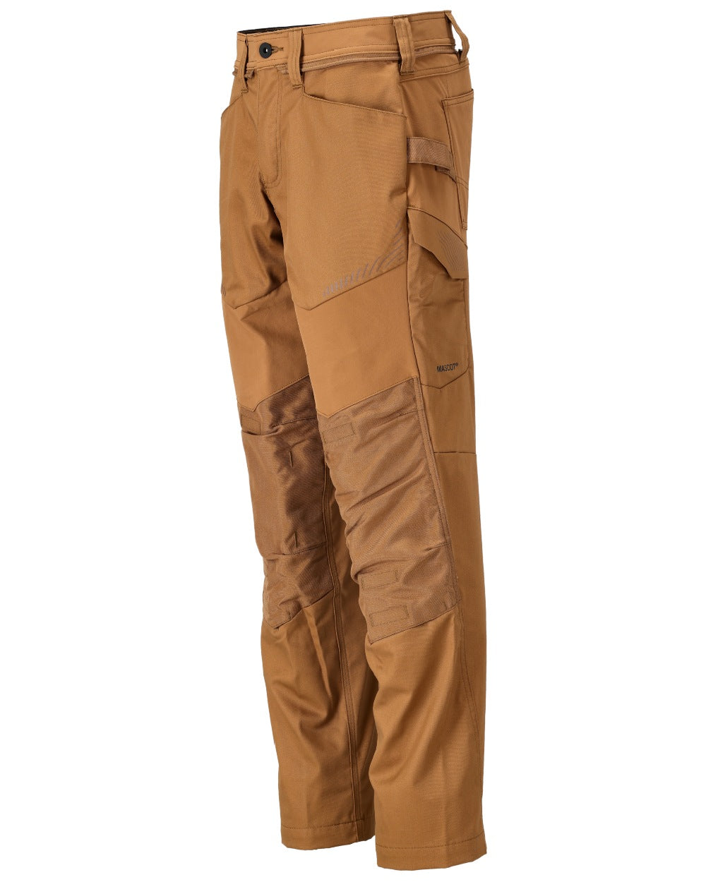 Nut Brown Coloured Mascot Workwear Mens Customized Trousers With Kneepad Pockets on white background 