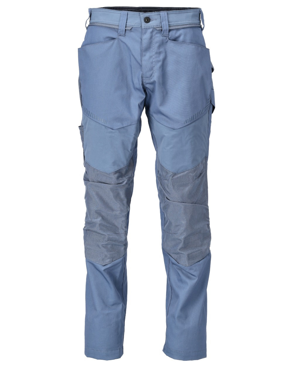 Stone Blue Coloured Mascot Workwear Mens Customized Trousers With Kneepad Pockets on white background 