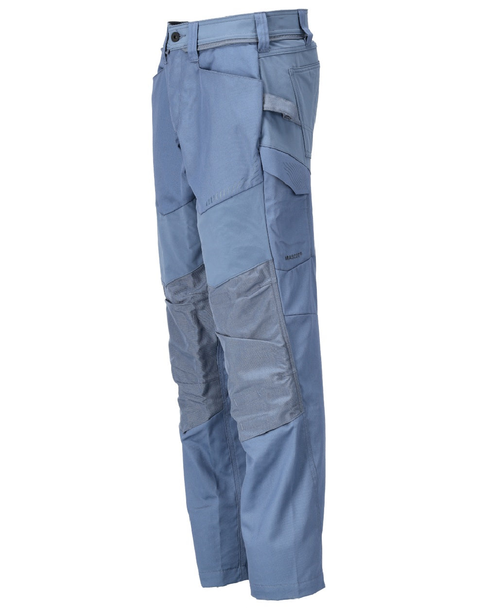 Stone Blue Coloured Mascot Workwear Mens Customized Trousers With Kneepad Pockets on white background 