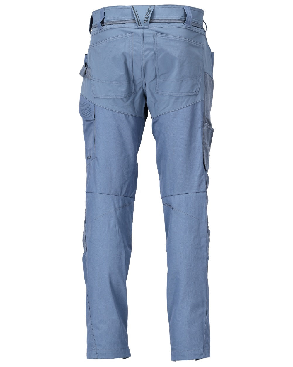 Stone Blue Coloured Mascot Workwear Mens Customized Trousers With Kneepad Pockets on white background 