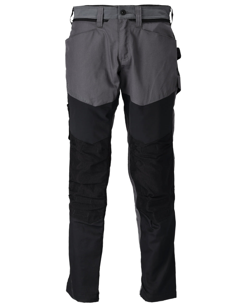 Stone Grey Black Coloured Mascot Workwear Mens Customized Trousers With Kneepad Pockets on white background 
