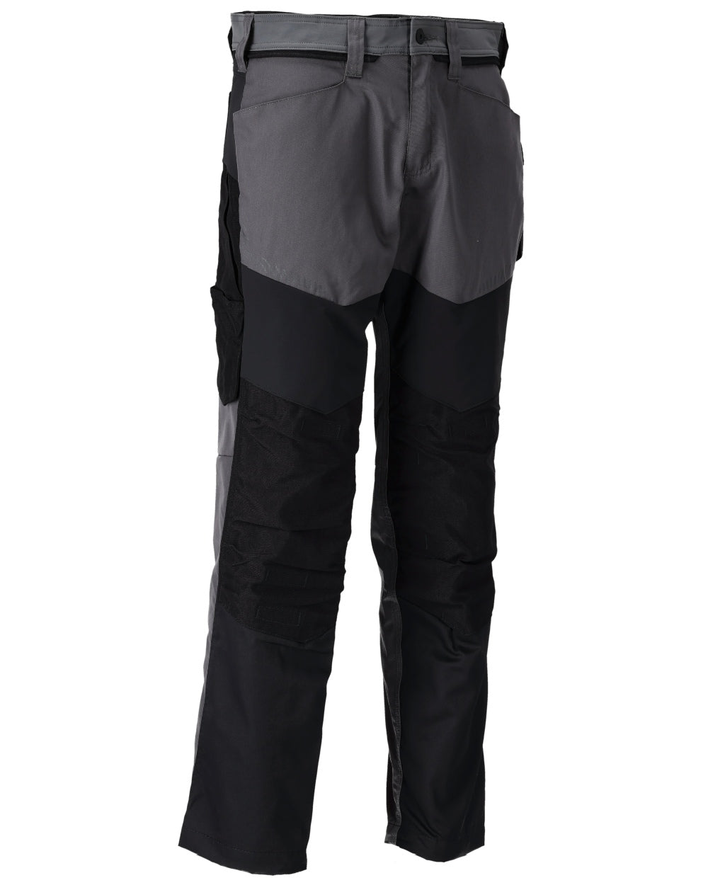 Stone Grey Black Coloured Mascot Workwear Mens Customized Trousers With Kneepad Pockets on white background 