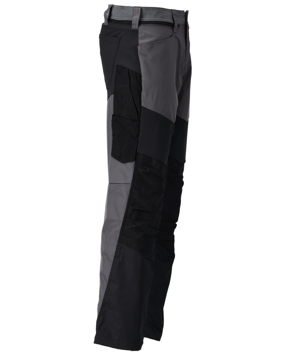 Stone Grey Black Coloured Mascot Workwear Mens Customized Trousers With Kneepad Pockets on white background 
