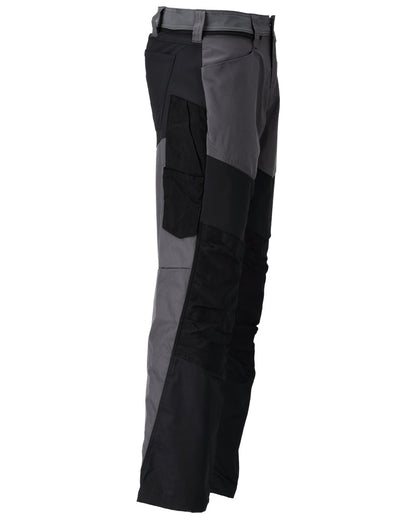 Stone Grey Black Coloured Mascot Workwear Mens Customized Trousers With Kneepad Pockets on white background 
