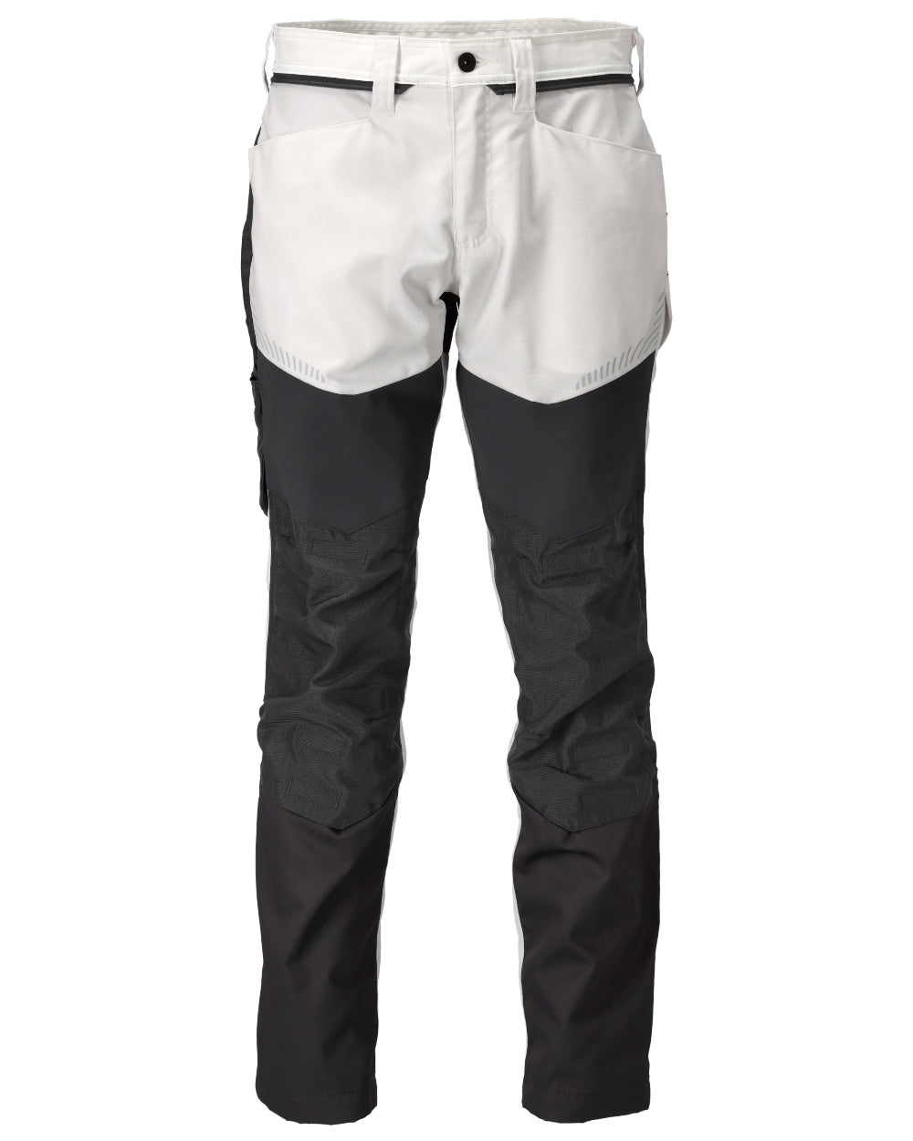White Stone Grey Coloured Mascot Workwear Mens Customized Trousers With Kneepad Pockets on white background 