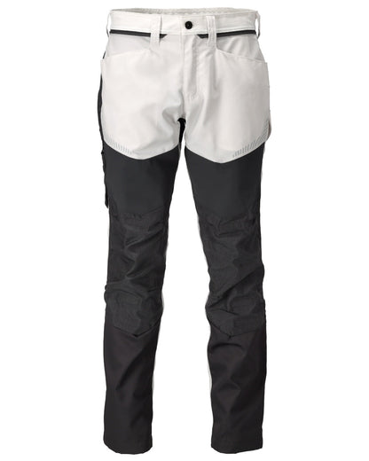White Stone Grey Coloured Mascot Workwear Mens Customized Trousers With Kneepad Pockets on white background 