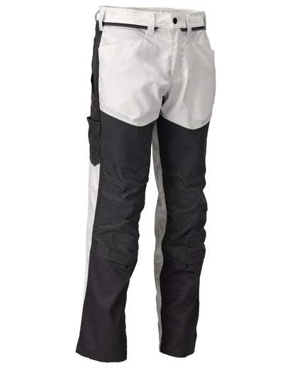 White Stone Grey Coloured Mascot Workwear Mens Customized Trousers With Kneepad Pockets on white background 
