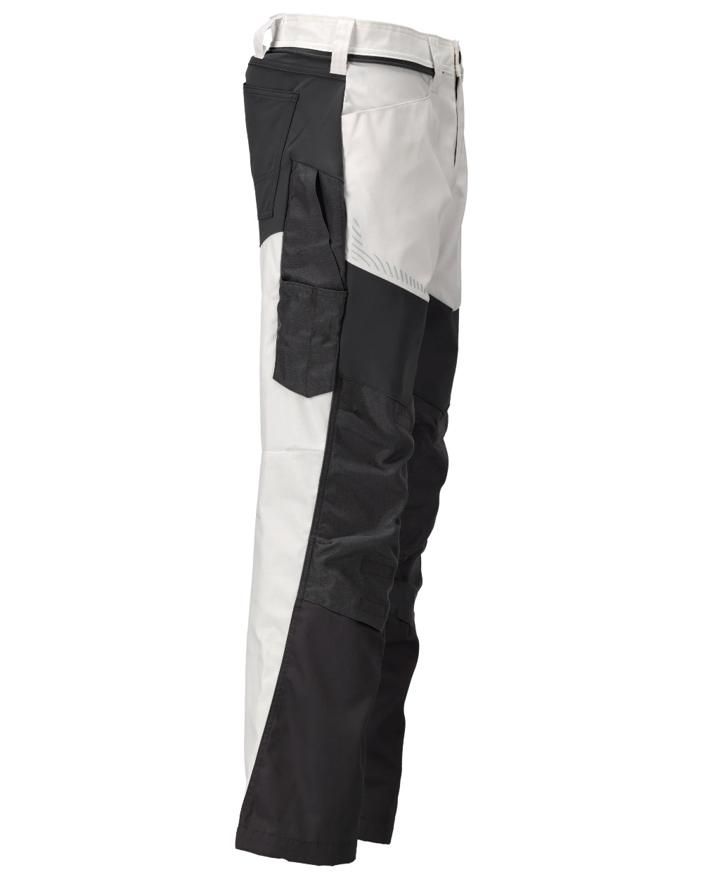 White Stone Grey Coloured Mascot Workwear Mens Customized Trousers With Kneepad Pockets on white background 