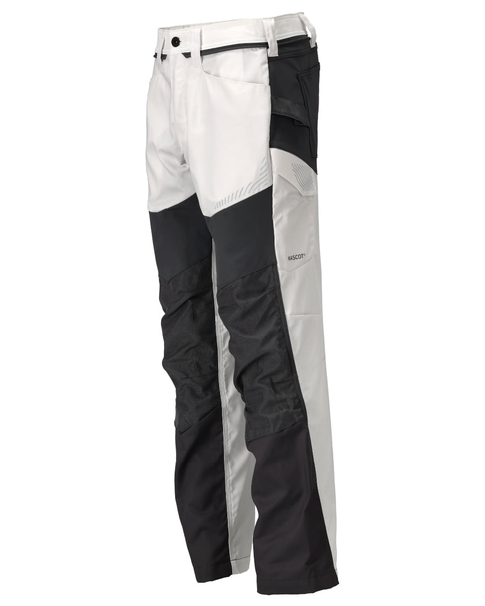 White Stone Grey Coloured Mascot Workwear Mens Customized Trousers With Kneepad Pockets on white background 