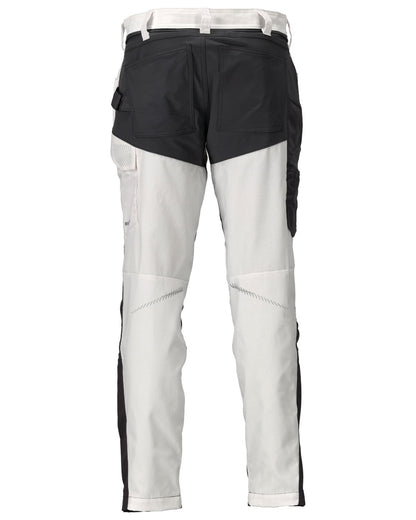 White Stone Grey Coloured Mascot Workwear Mens Customized Trousers With Kneepad Pockets on white background 