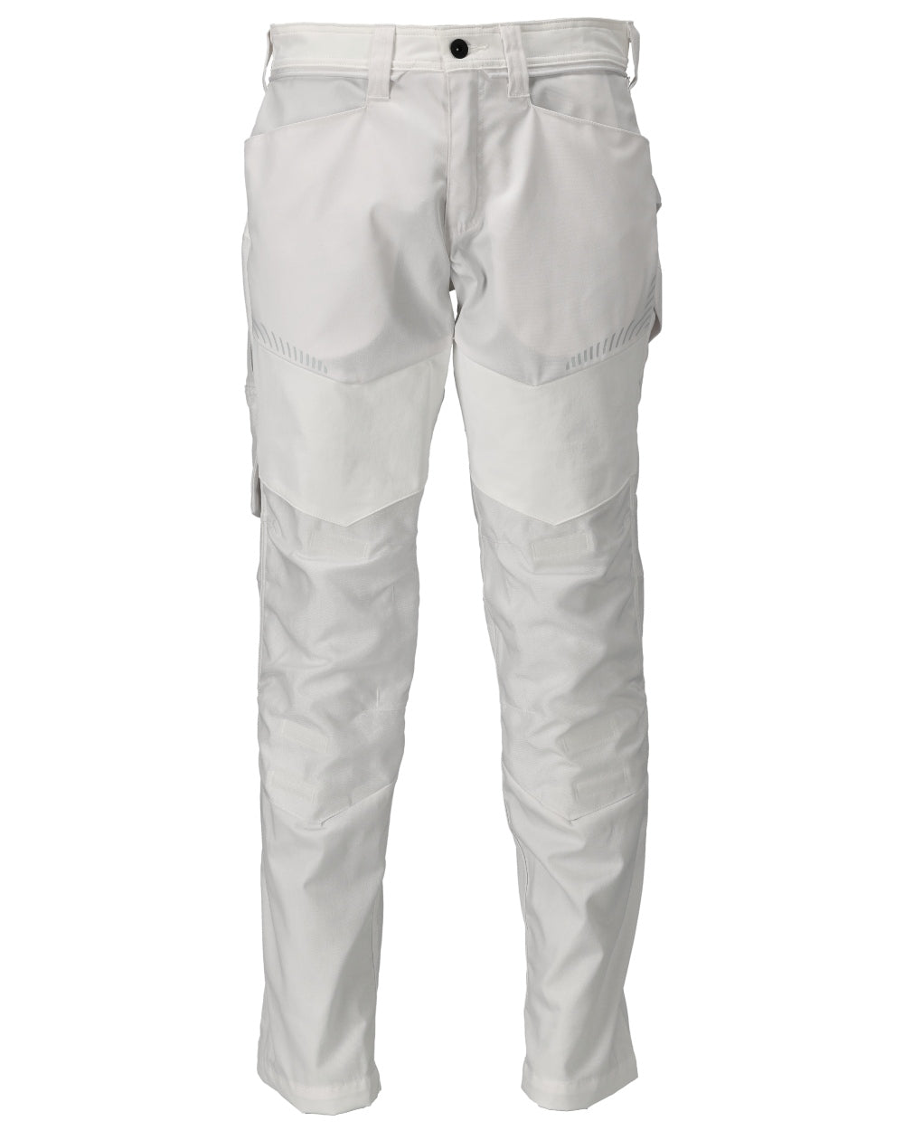 White Coloured Mascot Workwear Mens Customized Trousers With Kneepad Pockets on white background 