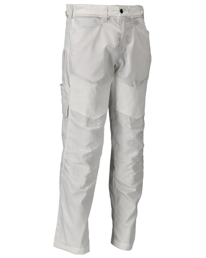 White Coloured Mascot Workwear Mens Customized Trousers With Kneepad Pockets on white background 