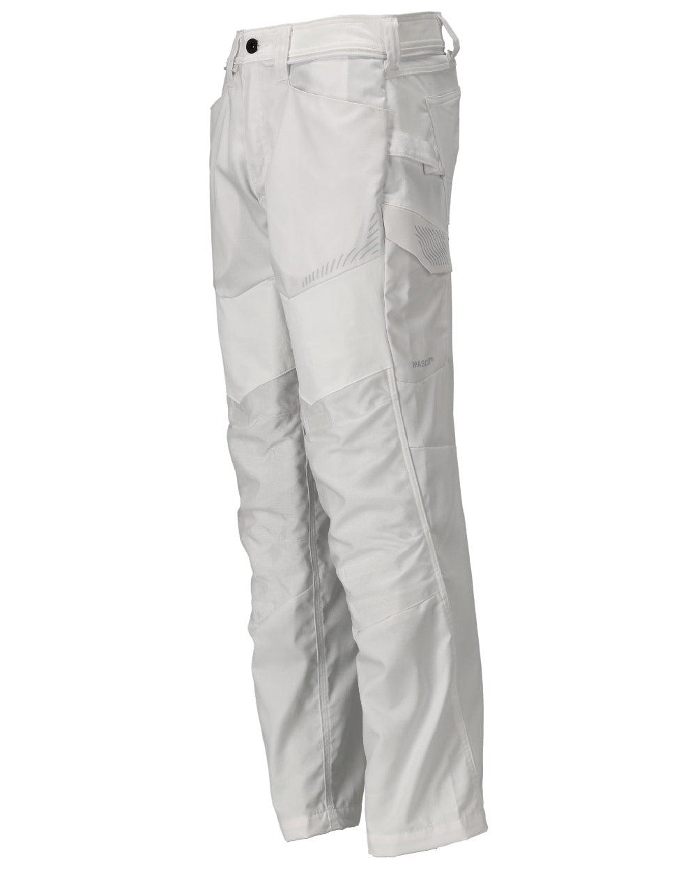 White Coloured Mascot Workwear Mens Customized Trousers With Kneepad Pockets on white background 