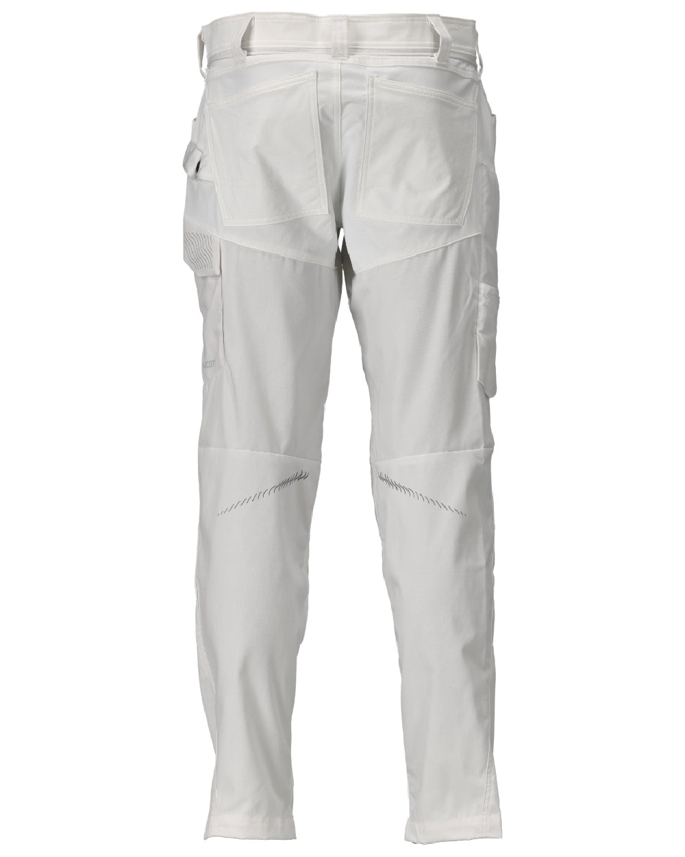 White Coloured Mascot Workwear Mens Customized Trousers With Kneepad Pockets on white background 