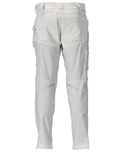 White Coloured Mascot Workwear Mens Customized Trousers With Kneepad Pockets on white background 