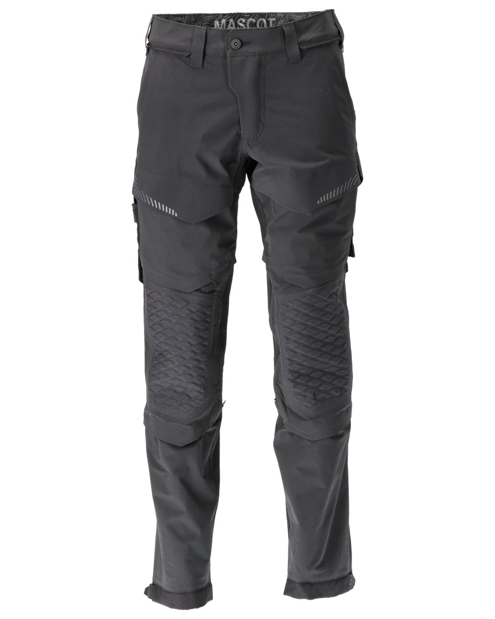 Black Coloured Mascot Workwear Mens Customized Ultimate Stretch Trousers on white background 