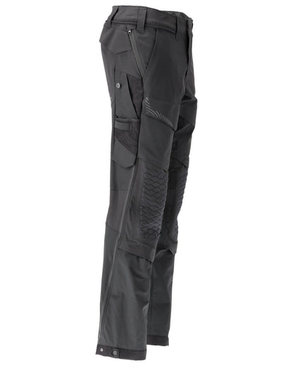 Black Coloured Mascot Workwear Mens Customized Ultimate Stretch Trousers on white background 