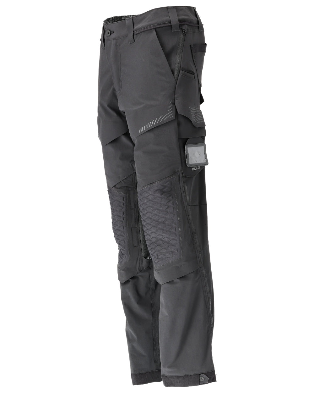 Black Coloured Mascot Workwear Mens Customized Ultimate Stretch Trousers on white background 