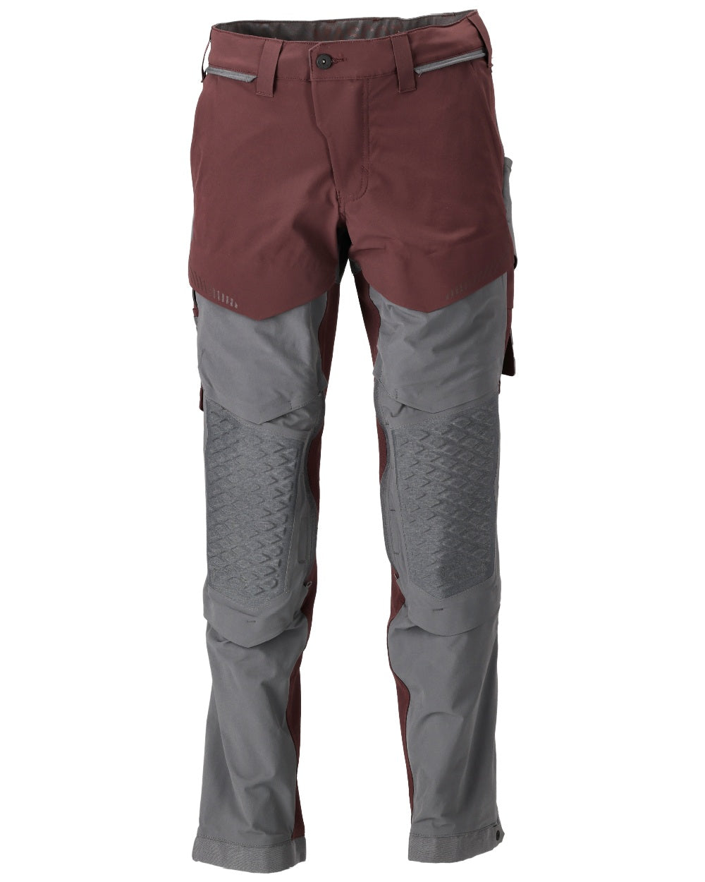 Bordeaux Stone Grey Coloured Mascot Workwear Mens Customized Ultimate Stretch Trousers on white background 