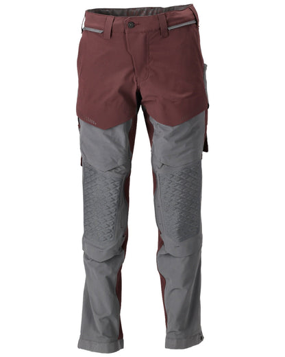 Bordeaux Stone Grey Coloured Mascot Workwear Mens Customized Ultimate Stretch Trousers on white background 