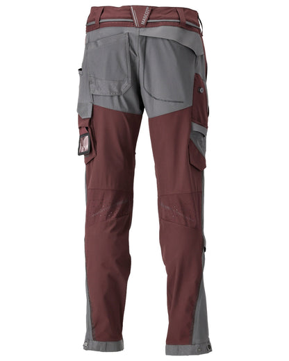 Bordeaux Stone Grey Coloured Mascot Workwear Mens Customized Ultimate Stretch Trousers on white background 