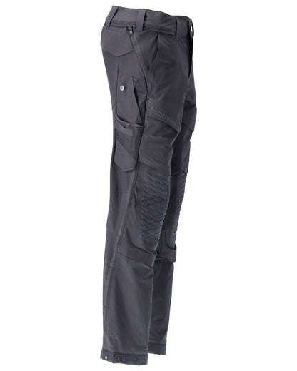 Dark Navy Coloured Mascot Workwear Mens Customized Ultimate Stretch Trousers on white background 