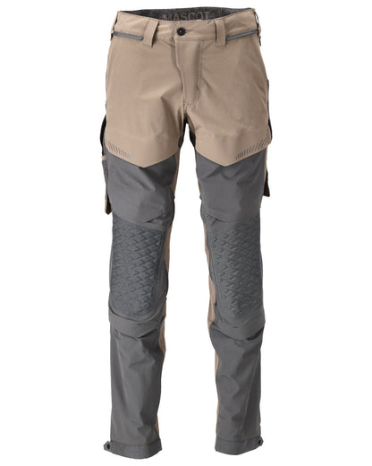 Dark Sand Stone Grey Coloured Mascot Workwear Mens Customized Ultimate Stretch Trousers on white background 