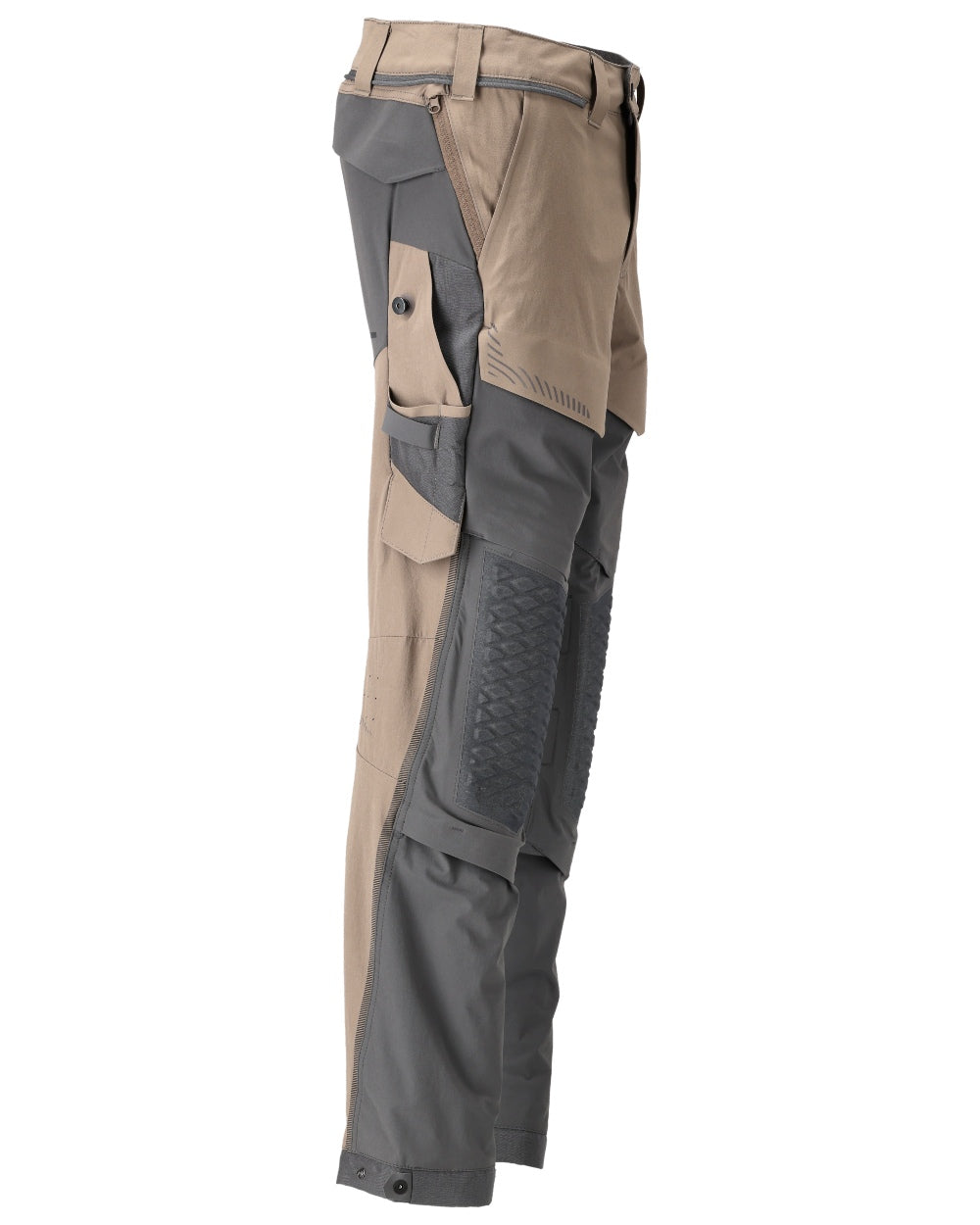 Dark Sand Stone Grey Coloured Mascot Workwear Mens Customized Ultimate Stretch Trousers on white background 