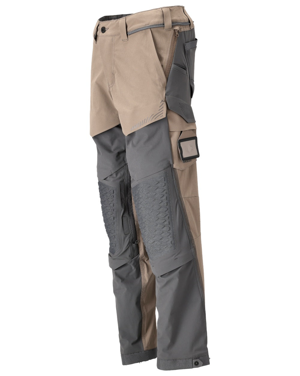Dark Sand Stone Grey Coloured Mascot Workwear Mens Customized Ultimate Stretch Trousers on white background 