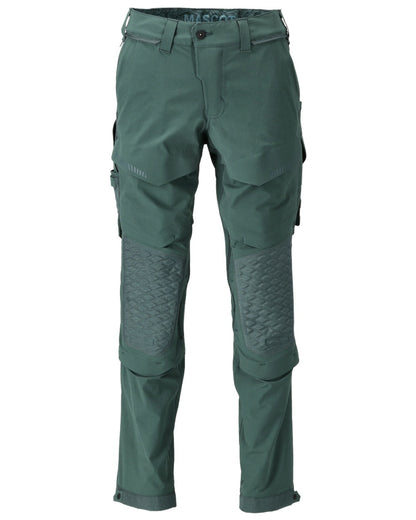 Forest Green Coloured Mascot Workwear Mens Customized Ultimate Stretch Trousers on white background 