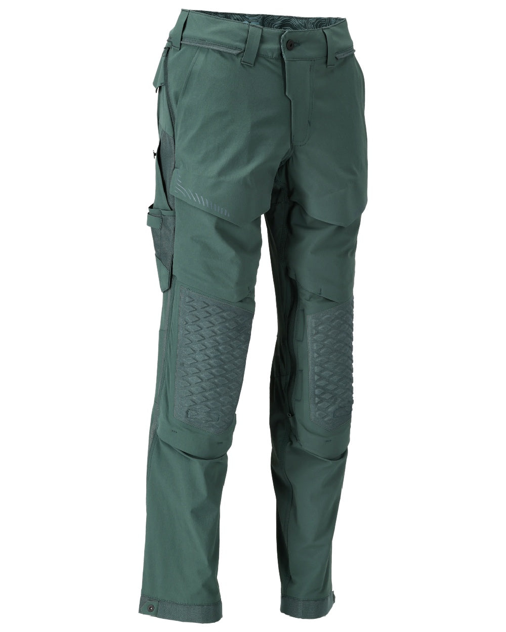 Forest Green Coloured Mascot Workwear Mens Customized Ultimate Stretch Trousers on white background 