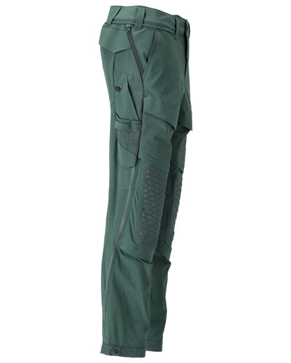 Forest Green Coloured Mascot Workwear Mens Customized Ultimate Stretch Trousers on white background 
