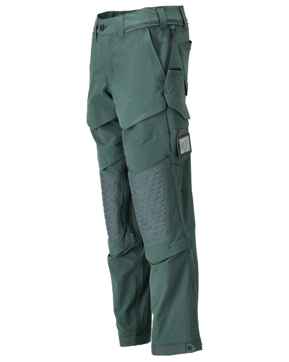 Forest Green Coloured Mascot Workwear Mens Customized Ultimate Stretch Trousers on white background 