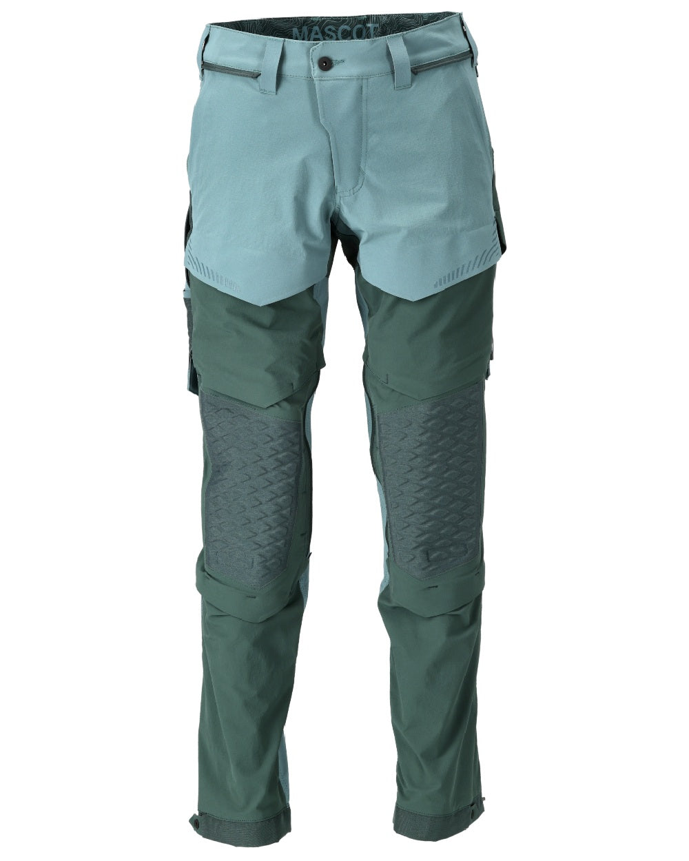 Light Forest Green Coloured Mascot Workwear Mens Customized Ultimate Stretch Trousers on white background 