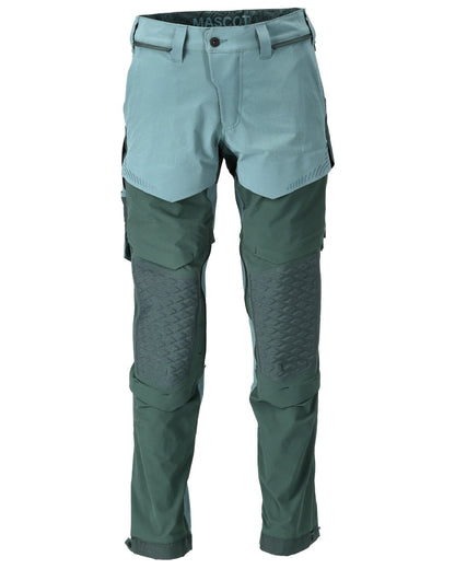 Light Forest Green Coloured Mascot Workwear Mens Customized Ultimate Stretch Trousers on white background 