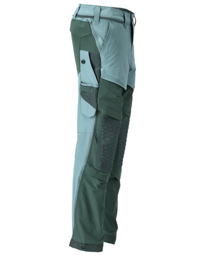 Light Forest Green Coloured Mascot Workwear Mens Customized Ultimate Stretch Trousers on white background 